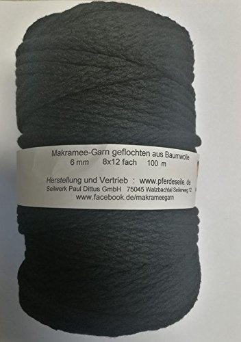 Makrameegarn Makramee Bastelgarn 5-6 mm Farbe: schwarz 100 Meter