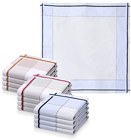 JEMIDI Stofftaschentücher Herren und Damen Baumwolle 12er Pack Stoff Taschentücher 100% Baumwolle Herrentaschentücher Stofftaschentuch in unterschiedlichen Designs, Design 4, 40cm x 40cm