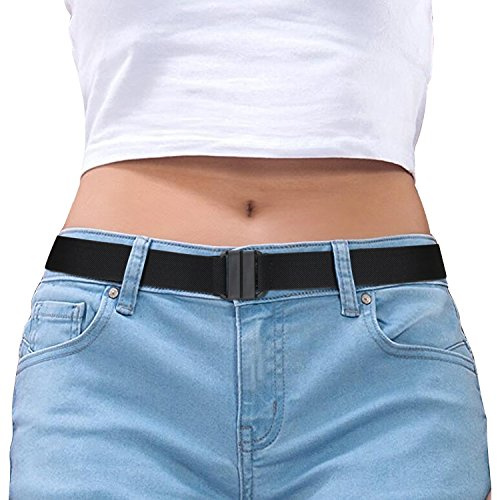 SUOSDEY Osynligt elastiskt stretchbälte för kvinnor damer inget show justerbart bälte för jeans klänning upp till 40 storlek, Svart, Suit Waist 23''-40''