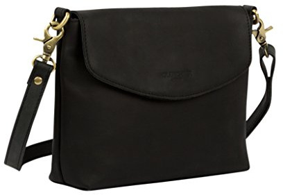 HOLZRICHTER Berlin - Umhängetasche aus Leder für Damen (No 1-2), 18x23,5x7 cm Schultertasche, Handgefertigte Crossbody Bag, Handtasche in Braun und Schwarz