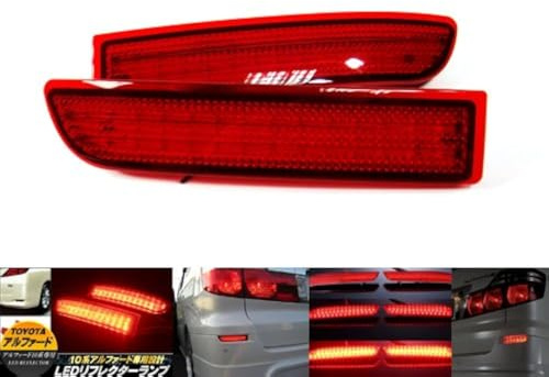 RZG 2x Red Lens Rear Bumper Reflector LED Fog Tail Stop Brake Light DRL For Alphard Avensis Previa RAV4 Vanguard