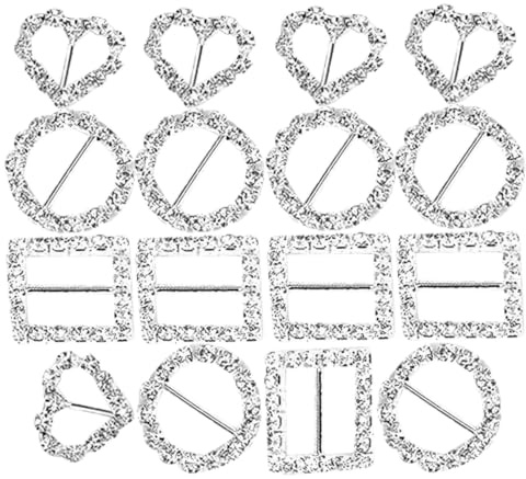 VOSAREA 30 Stücke T Shirt Clip Schnalle, Silber Strass Schal Ringschnalle Herz Runde und Quadratische Seidenschal Ring Saum Knoten Hemd Krawattenklammer Schnalle für Mädchen Damen