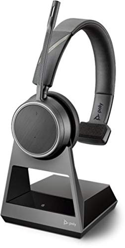 Plantronics - Voyager 4210 Office Headset (Poly) - Oreillette Bluetooth mono avec microphone à arceau, Noise-Cancelling & station de charge - Connexion pour téléphone mobile & fixe - Teams, Zoom