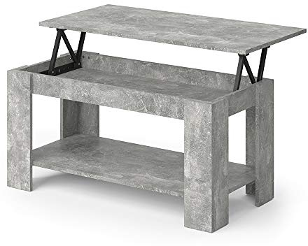 Vicco Couchtisch Lorenz, Beton, 100 x 50 cm | mit Liftfunktion, mit Hebemechanismus und höhenverstellbarer Tischplatte