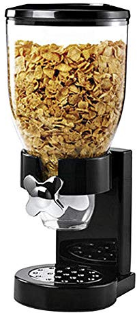 Li-HIM Single Cereal Dispenser 5L Storage Container Dry Fruit Food Transparent Plastic Canister for Pasta, Sweet,Black