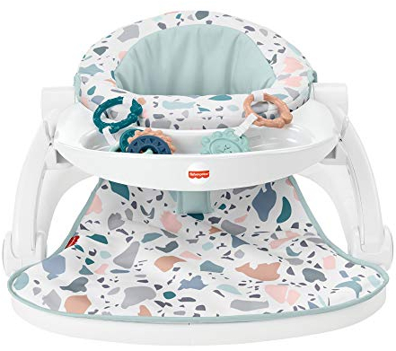 ​Fisher-Price Portable Baby Chair with Tray and 2 Baby Toys, Sit-Me-Up Floor Seat, Pacific Pebble
