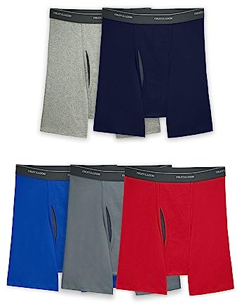 Fruit of the Loom Men's Coolzone Boxer Briefs, Moisture Wicking & Breathable, Assorted Color Multipacks, 5 Pack - Assorted Colors, Large