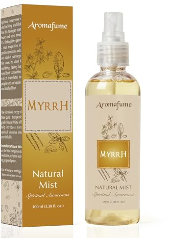Myrrh Natural Resin Mist Spray av Aromafume | 100 ml / 33 oz | Perfekt för positiv energi, andlighet och ritualer | Tillverkad med Myrrh harts från Somalia | Alkoholfri, giftfri och vegansk