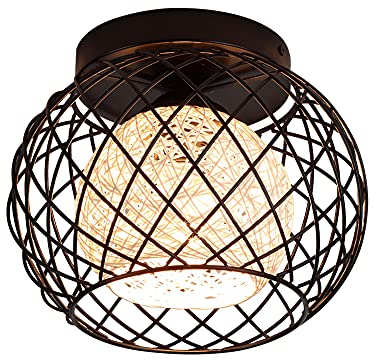 WOWEWA Deckenlampe Vintage Deckenleuchte Flur Schwarz,E27 Pendelleuchte Esstisch Hängelampe Vintage,Retro Küche Industrial Hängeleuchte aus Metall Pendellampe für Wohnzimmer Büro Küche Balkon