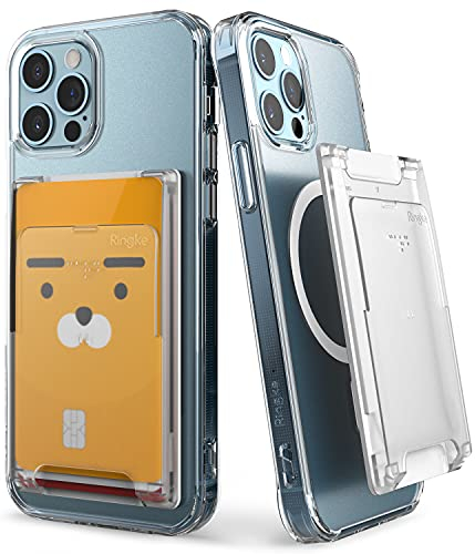 Ringke Magnetic Slot Card Holder Porte Carte Magsafe Compatible avec Coque Magsafe Porte Carte Magnétique Portefeuille pour l’arrière de Téléphone - Clear Mist