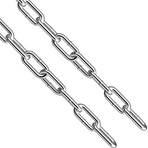 hannger Stainless Steel Chain, 6MM × 60CM Heavy Duty Strong DIY Safety Chain Link Chain, Thick Metal Chainlink Tough Mooring Chain for Boat, Anchor Chain, Fence Gates, Anti-Theft, Swing, Tire Chains