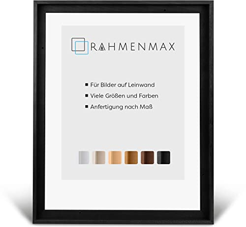 RahmenMax® Luzern Schattenfugenrahmen 75x115 cm aus lackiertem Massiv Holz/Rahmen für Leinwand/Bilderrahmen für Keilrahmen/Leinwandrahmen in Schwarz - Maßanfertigung möglich