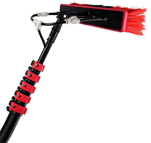 SANTUNK 3.6-10.8M Window Cleaning Pole Water Fed Pole Kit Telescopic Brush Extendable Window Squeegee Washer Roof Cleaner Glass Outdoor Solar Panel (9M/30FT)