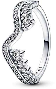 PANDORA Timeless Ring funkelnde, asymmetrische Welle, Sterlingsilber, mit klarem Cubic Zirkonia