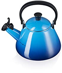 Le Creuset Kone Stove-Top Kettle with Whistle, Suitable for All Hob Types Including Induction and Cast Iron, Enamelled Steel, Capacity: 1.6 L, Azure, 40101022200000