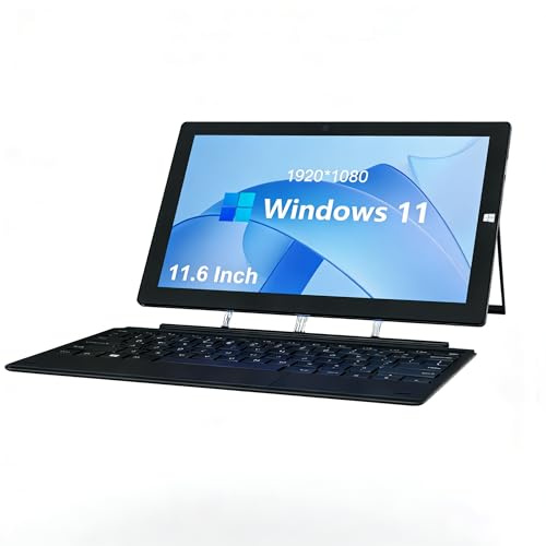 ZAOFEPU 11,6 Zoll Windows Tablet mit Tastatur, Win 11 Home Touchscreen Tablets, 8 GB DDR4 256 GB SSD, 2,7 GHz/WiFi/BT/HDMI USB3.0 Ausgang, Dual-Kamera, SD-Kartenslot