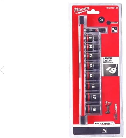 Milwaukee Impact Socket Set 4932480454 Molybdenum Chrom Steel, Black