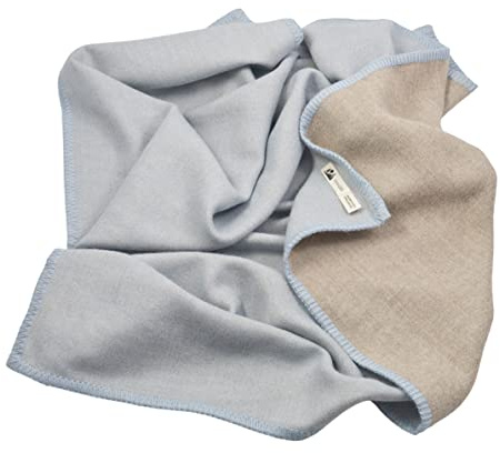 Generisch Babydecke Royal aus 100% Baby Alpaka Wolle - Junge - Doubleface Blau Taupe