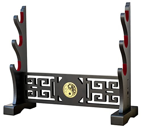 FOXSMZZ Schwerthalter Japanischer Samt gepolsterter Katana Stand Samurai Display Rack Support Alle Tanto Schwerter (Tai Chi-3)