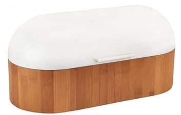 Luckyberg Brotkästen aus Holz mit Metal Deckel,Brotaufbewahrungsbox,Geräumiger Brotkasten aus Metall, Brot und Kekse Lange Aufbewahren und Frisch, (Weiß)