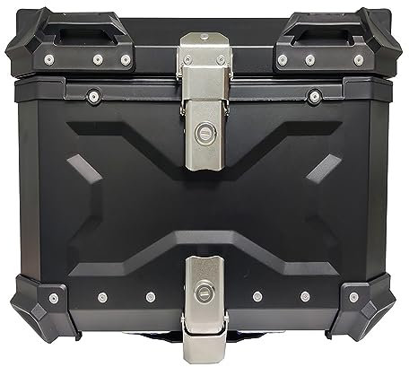 ROMOZ 30L/36L/45L/55L/65L Motorrad-Topcase, Aluminium Universal Motorrad Heckbox Kofferraum Tour Lagerung für Helm Gepäck, Wasserdicht Motorrad Top Box mit Rückenpolster Black,36L