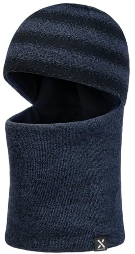 maximo Twotone Stripes Kids Schlupfmütze Schalhaube Kindermütze Balaclava Kinder - Made in Germany mit Futter, Futter Winter Herbst-Winter - 51 cm dunkelblau
