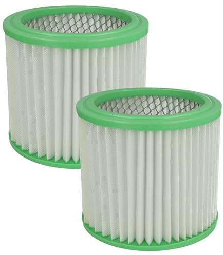 vhbw 2x Filtro plisado compatible con Navaris aspirador de cenizas (10L 800W) aspiradora - verde blanco lavable