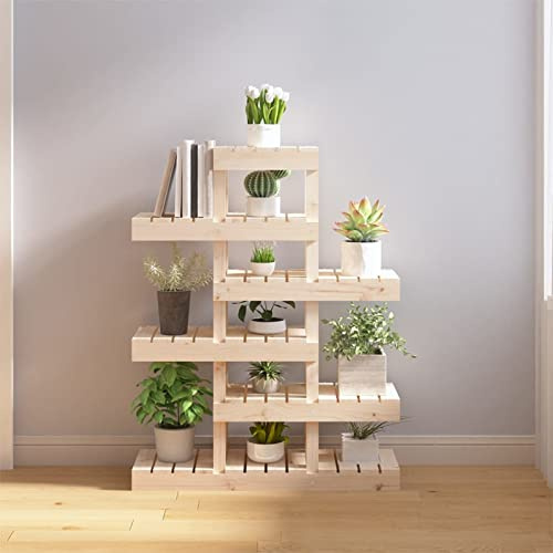 Rantry Supporto per Piante 85x25x109,5 cm in Legno Massello di Pino, Portafiori da Esterno, Porta Piante， Scaffale Piante Esterno, Portafiori da Balcone, Scaffale per Piante da Interno
