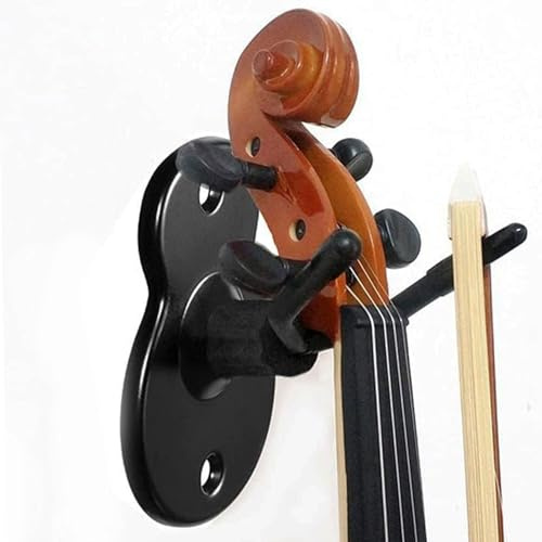 Colgador de Montaje en Pared para Violín, Base de Hierro, Soporte para Percha de Violín con Gancho para Arco, Soporte de Gancho para Viola y Violín de Doble Cabeza para Estudio en Casa(1 Pcs)