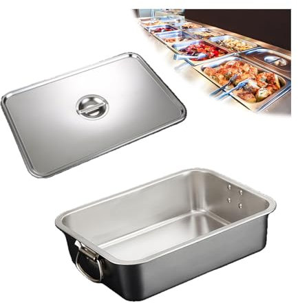 NJDQFA Stapelbar Gastro Behälter Mehrweg, Rechteckig Edelstahl Gastronomiebehälter,Lebensmittel Lagern Behälter,45 * 35cm,10cm