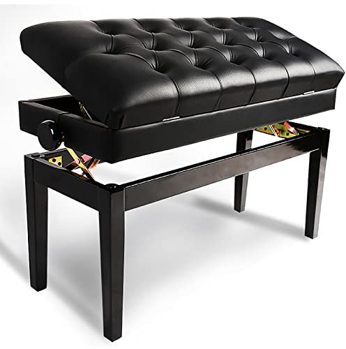 Klavierbank Aus Leder, Klavierhocker Aus Massivholz, Klavierbänke Aus Leder, Duett-Keyboardhocker, 86 X 36 X 50–60 cm