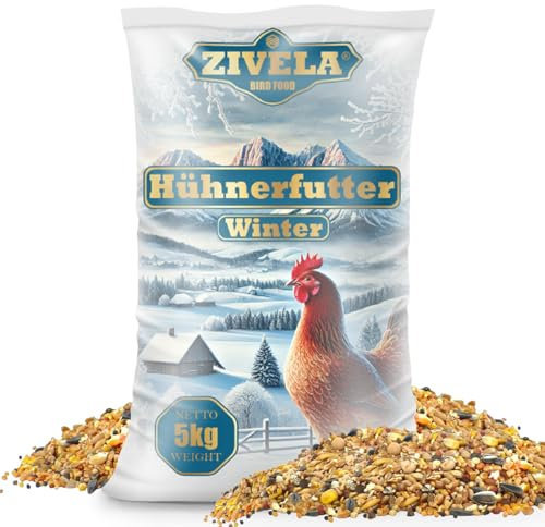 ZIVELA 5kg Hühnerfutter Geflügelkörnerfutter Körnerfutter für Winter | Geflügelfutter für Hühner, Gänse, Enten Non-GMO, 100% natürlich | Geeignet für Herbst und Winter.