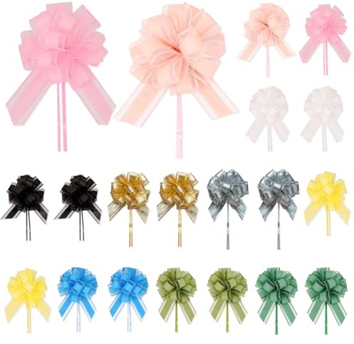 JSTHHTT 20 Stück Geschenk Schleife, 16 cm Ziehschleife Geschenk, Große Pull Bow für Auto Dekor, Dekoschleife für Basteln Verpacken Hochzeit Geburtstag Weihnachten