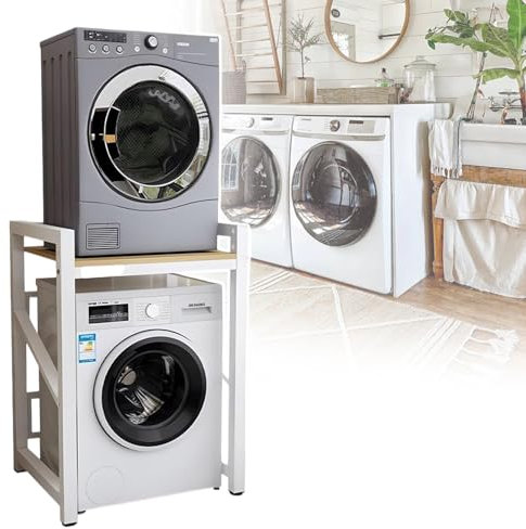 HCAUYNN Petite éTagèRe De Salle De Bain De Cuisine, Deux Couleurs De Support : Blanc/Noir, Support De Rangement pour Lave-Linge à Chargement Frontal, Trois Hauteurs RéGlables,White