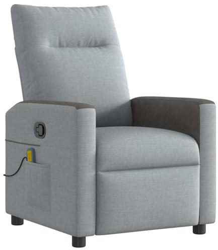 vidaXL Massagefåtölj ljusgrå tyg, massagerande fåtölj, massage fåtölj, lutande fåtölj, massagefåtöljer, massagerande fåtöljer, lutande fåtöljer