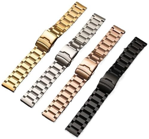 MAKAZHZZRM 18 19 20 21 22 23 24mm Cinturino for orologio in acciaio inossidabile massiccio a sgancio rapido Fibbia pieghevole for orologio da donna Uomo Cinturino universale for orologio(Rose Gold,21m