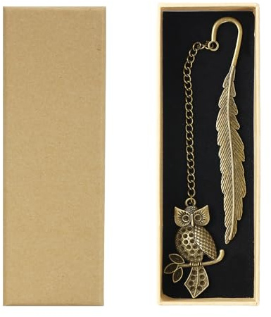 Wasise Eulen Lesezeichen - Feder Lesezeichen mit Metallkette, Eule Geschenke für Frauen, Einzigartige Lesezeichen Geschenke, Lustige Lesezeichen für Kinder, Vintage Lesezeichen Buchseitenmarkierung