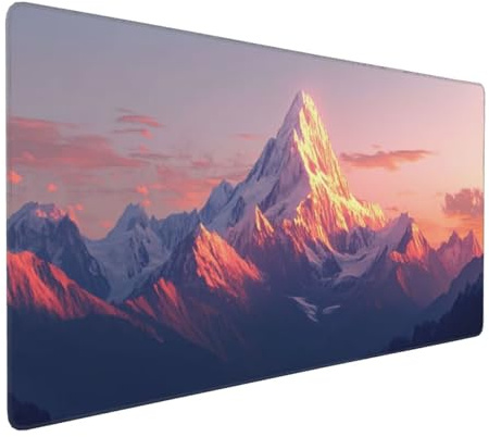 Mouse Mat Mountain Mouse Pad Landscape Desk Mat Large 500 x 250 x 3mm Non-Slip Rubber Base, Waterproof Surface, Durable Materials, Stitched Edges Gaming Mousepad, Office Desk Accessories D-599