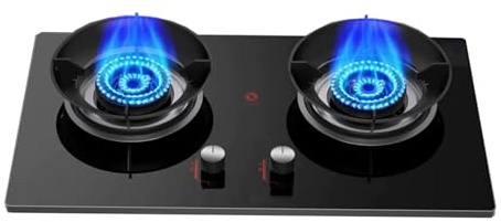 Double Burner Gas Stove,LPG/NG Convertible Cooktop with Thermocouple Protection,5.8KW High Power,Portable for Camping Outdoor Kitchens(LPG)