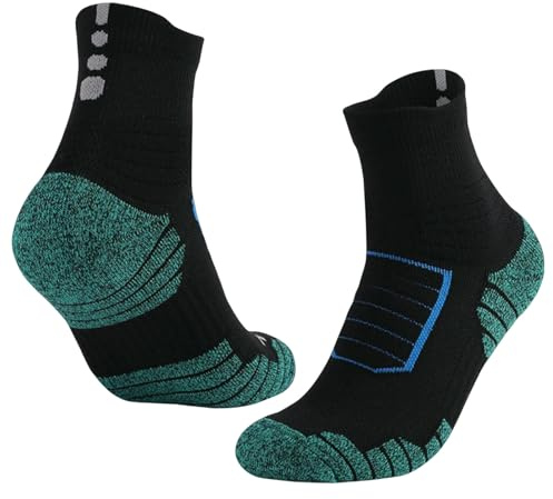 WANGQIQI Socke Baumwolle Basketball Socken Sport Männer Dicke Handtuch Boden Radfahren Bergsteigen Laufen Atmungsaktive Rutschschutz-schwarz Grün-große Größe 44-48