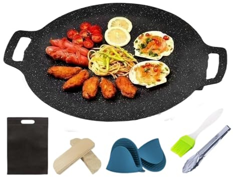 Hogvinnatil Plancha pour barbecue, poêle en fonte style coréen - Plat rôtissoire multi-usages, articles pour camping de jardin, pique-nique intérieur fête