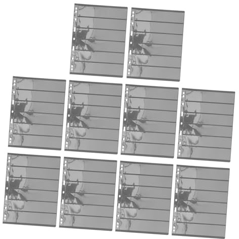 HOMOBABE 10-sheet Double-sided Pvc Stamp Album Pages with 6 Rows Black Background Loose Leaf Stamp Storage Holders