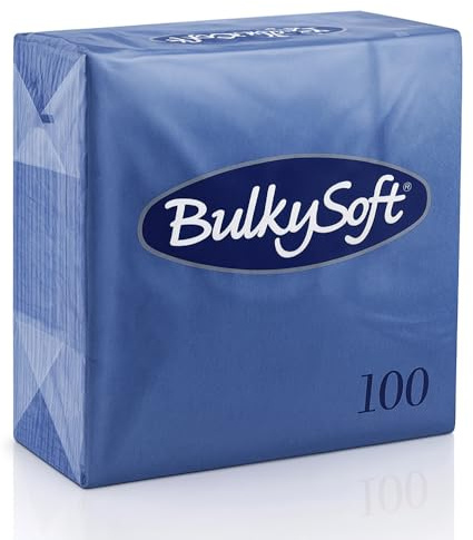 ZINNIAUK 100 x Dark Blue Bulkysoft Paper Napkins - 40x40cm | Soft, Thick & Premium Quality Disposable Tableware Napkins Party Tissue Serviettes