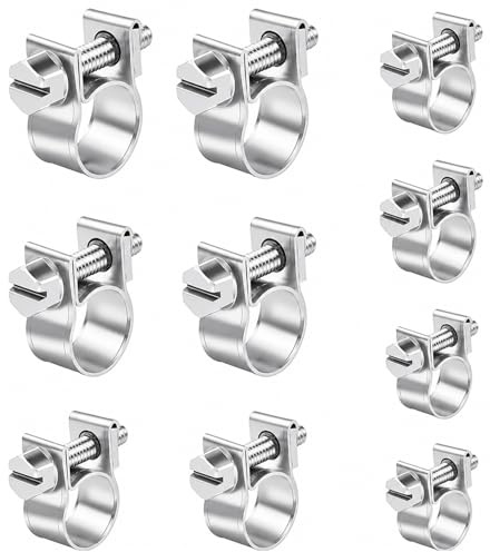 QZKJQDD 10 Pcs Small Hose Clips Set, 7-14mm Mini Fuel Line Pipe Hose Clamp, Pipe Clips, Adjustable Fuel Injection Style Repair Clamp,for Securing Small Diameter Petrol