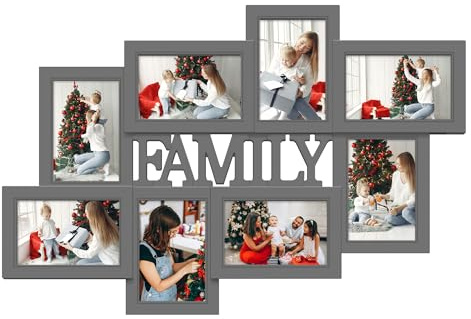 Jerry & Maggie Family Photo Frame Collage – 8 Opening Wall Picture Frames for 4x6 Photos, Multi Picture Frame for Wall Decor, Gallery Collage Frame for Family Wall Art, Ashes