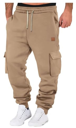 Pantaloni Uomo Invernali in Waffle Spesso con Vita a Cordino Pantaloni Tuta Baggy Casual Caldo Pantalone da Lavoro Larghi Elasticizzati Taglie Forti Moda per Sporitiva Palestra