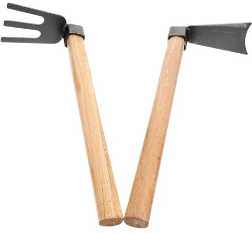 Hemobllo Outil de Jardin Manche en Bois, Houe Polyvalente en Acier pour Cultiver Le Sol et Repiquer, Rangement Pratique, pour Jardinage et Plantation