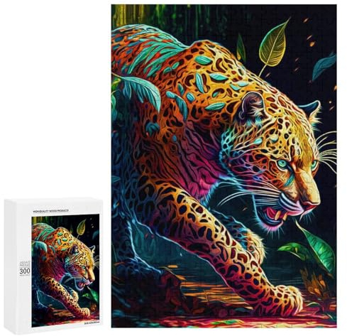 300 PCS Rätsel Für Teenager Jaguar in Vibrant Jungle Rätsel Für Erwachsene Denkspiele Geschenke Für Frauen Einzigartige Geschenke Zum Geburtstag Und Zu Weihnachten 300 PCS