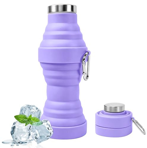 FainFun Botella Agua Plegable Silicona 550ml, Prueba de Fugas y Portátil, Libre de Bisfenol – Botella Plegable Ideal para Running, Camping, Viajes y Desplazamientos