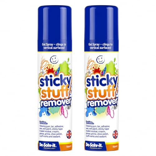 Sticky Stuff Remover Gel Spray 100ml Pack of 2 | Removes Adhesive Residue, Sticky Labels, Tar, Grease & Gum | Fast Acting Multi Surface Cleaning Gel